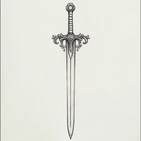 Ornate Sword Design on White Background