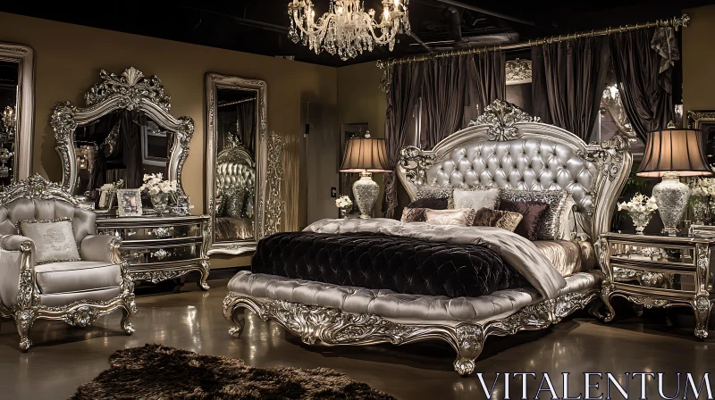 Elegant Silver-Toned Bedroom Decor AI Image