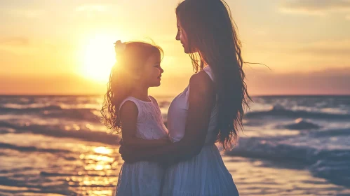 Sunset Embrace: A Mother's Love