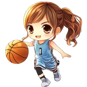 Cute Cartoon Basketball Player