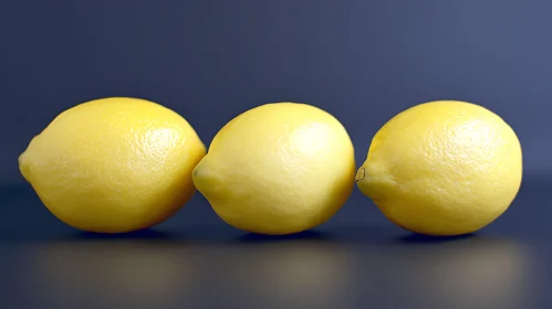 Three Yellow Lemons on Dark Surface