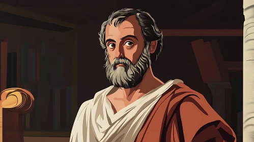 Classic Man with Beard in Toga