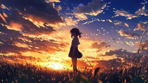 Sunset Contemplation: A Girl's Silhouette