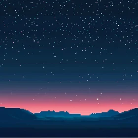 Starry Night Pixel Art Landscape