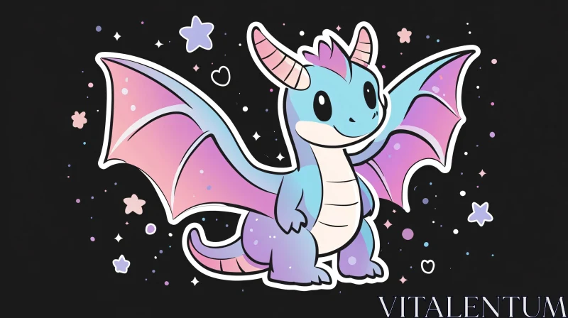 AI ART Pastel Dragon in Starry Night Cartoon