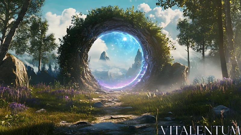 AI ART Magical Portal in Forest: Fantasy Landscape