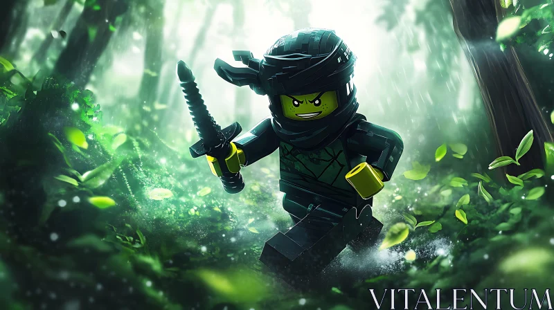 AI ART Ninja Lego Toy in Green Forest