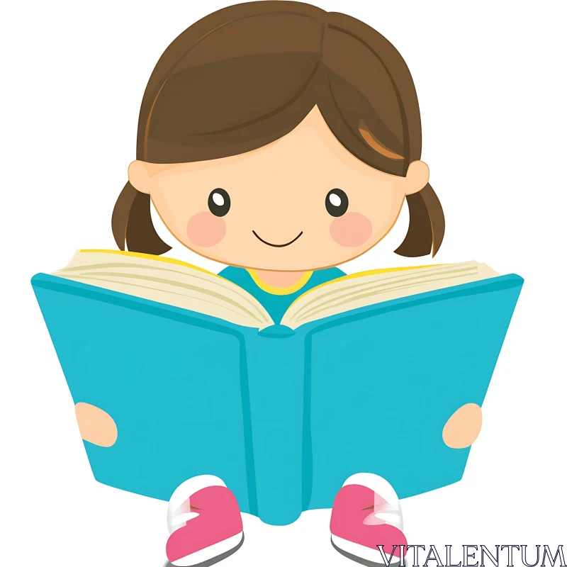 AI ART Cartoon Girl Enjoying a Book