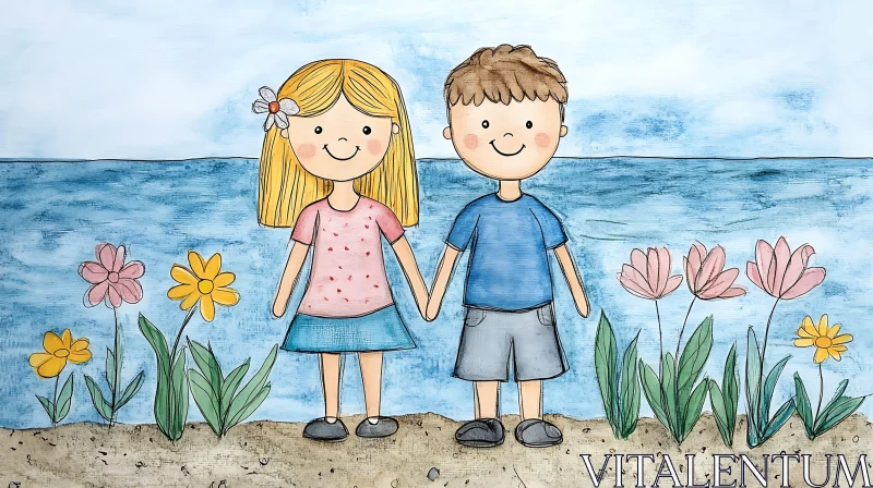 AI ART Children's Seaside Cartoon Illustration