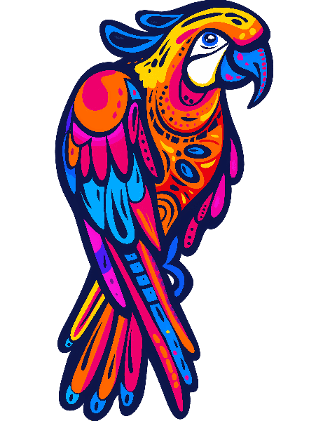 POD Design Vibrant Parrot Illustration