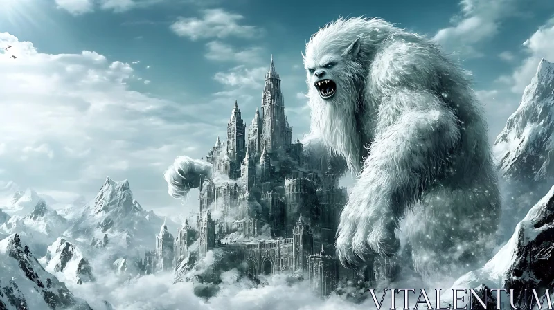 AI ART Abominable Snowman and Ancient Fortress