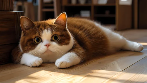 Charming Cat with Big Eyes on Floor