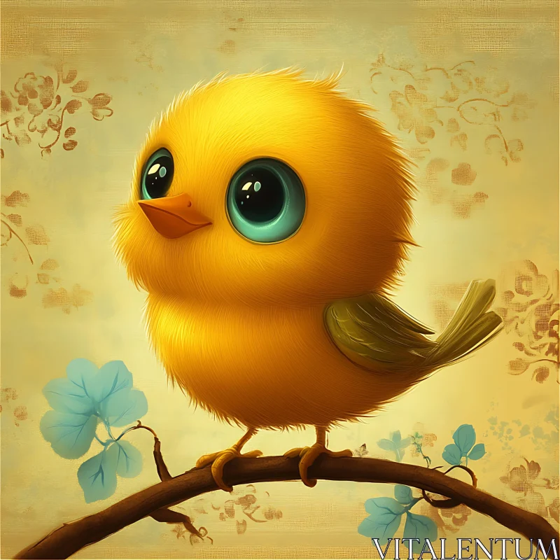 AI ART Cartoon Bird with Big Eyes Illustration