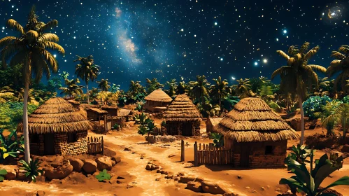 Tranquil Village Under the Stars