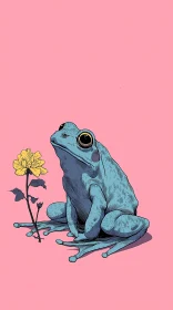 Frog and Flower on Pink