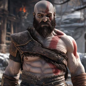 Armored Warrior with Intense Gaze