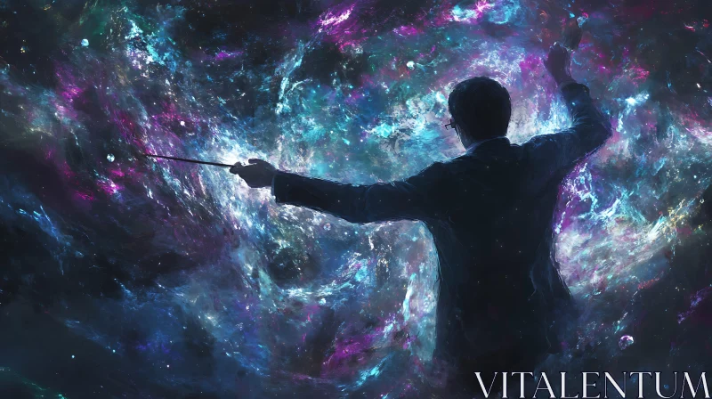 AI ART Celestial Baton: A Symphony of Nebulas