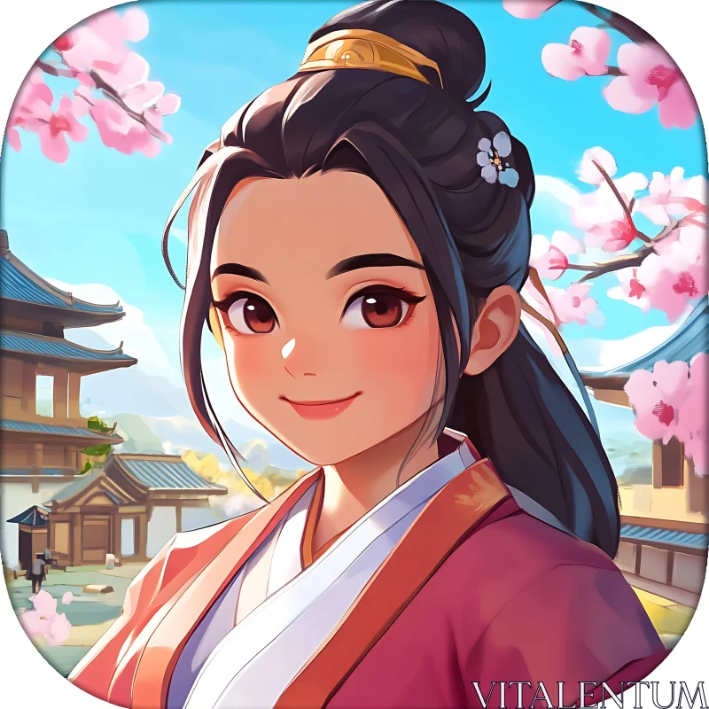 Stylized Anime Portrait in Spring AI Image