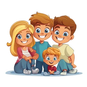 Wholesome Family Cartoon Art