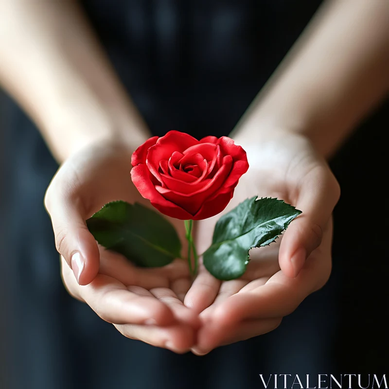 Hands Holding Rose AI Image