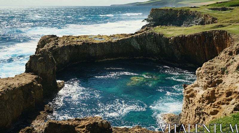 AI ART Beautiful Ocean Cliffs and Natural Pool