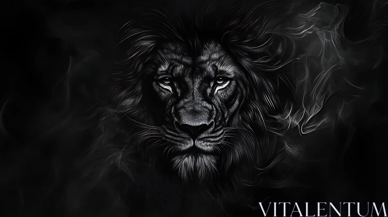 AI ART Monochrome Lion