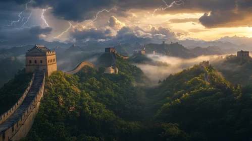 China Wall Landscape with Lightning