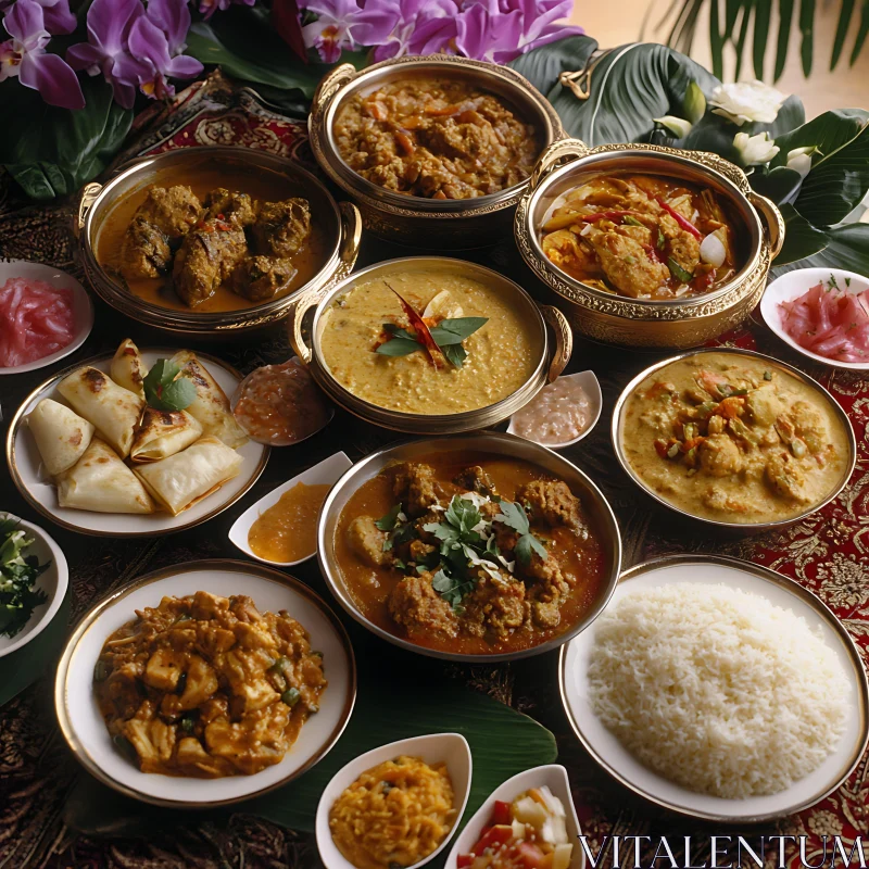 Aromatic Indian Dishes: A Gourmet Presentation AI Image