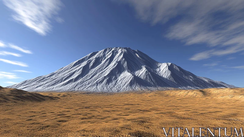 Majestic Mountain Under Clear Sky AI Image