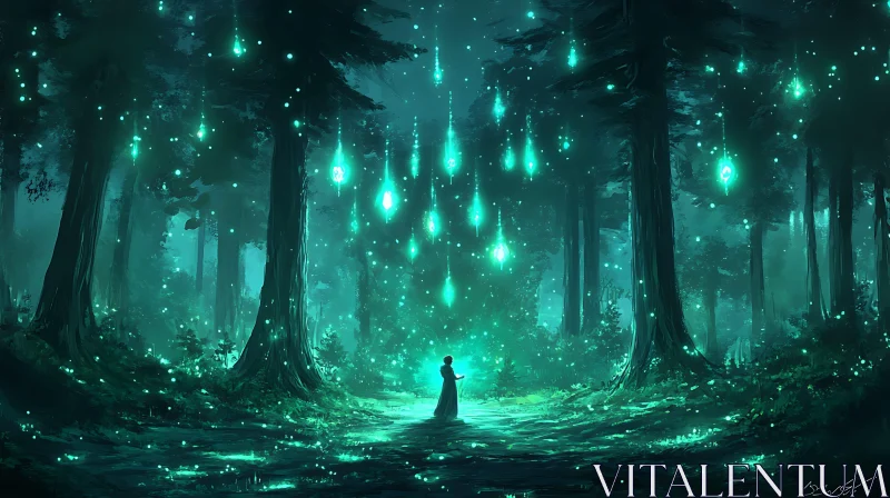 AI ART Mystical Forest Scene with Figure