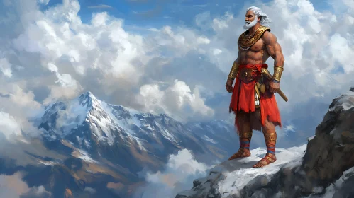 Warrior on Snowy Mountain Top