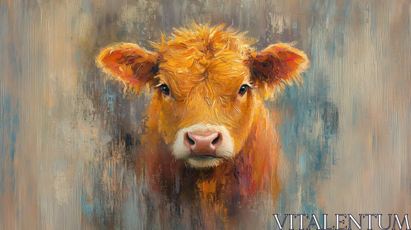 AI ART Textured Cow Portrait Art