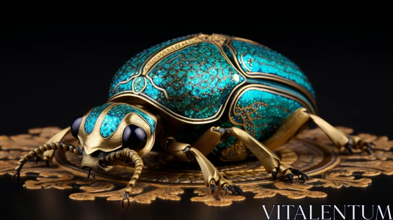 AI ART Blue and Gold Beetle: A Study in Timeless Elegance