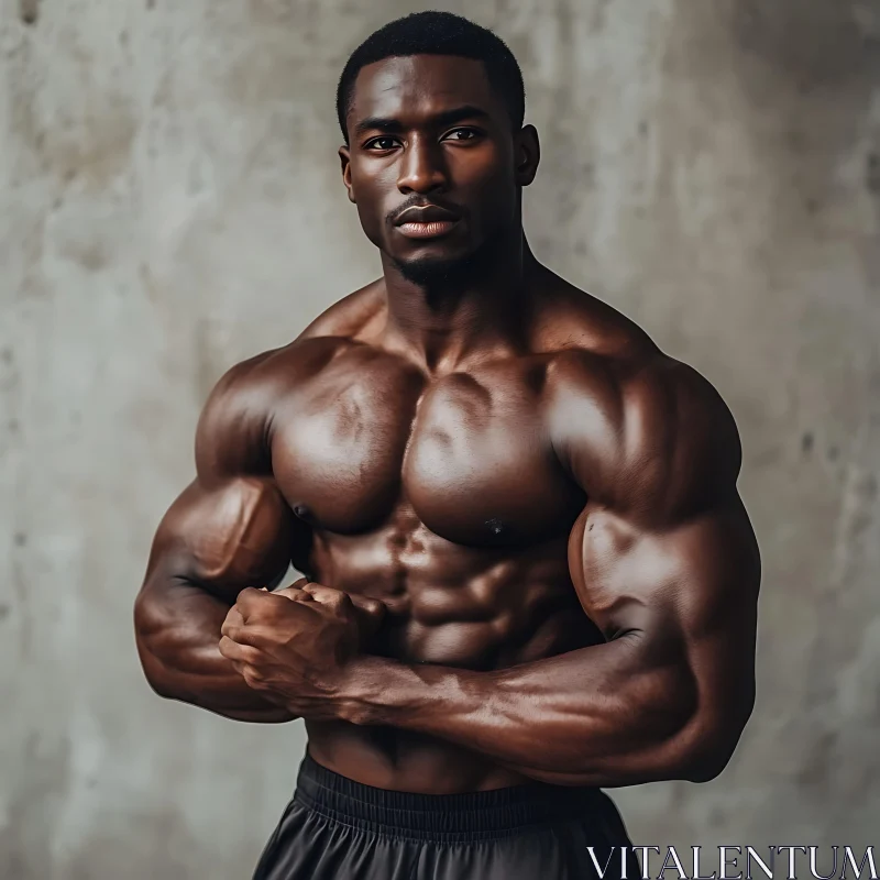 AI ART Powerful Male Portrait with Defined Muscles