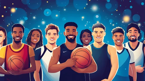 Smiling Basketball Team Portrait