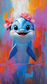 Vivid Dolphin Painting in Abstract Colors