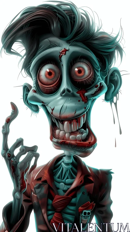 AI ART Digital Artwork of a Menacing Young Male Zombie