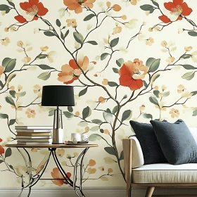 Sophisticated Living Room with Floral Patterns