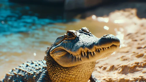Crocodile Sunlit Close-up