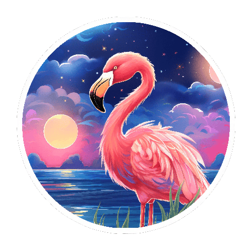 POD Design Elegant Flamingo Under Starlit Sunset Sky