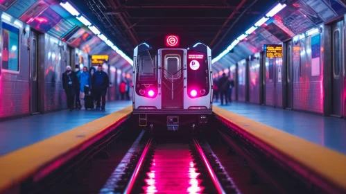 Enchanting Subway Train at Night in White and Magenta | Rangercore Aesthetics