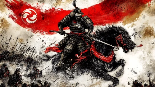 Japanese Warrior Charging into Battle