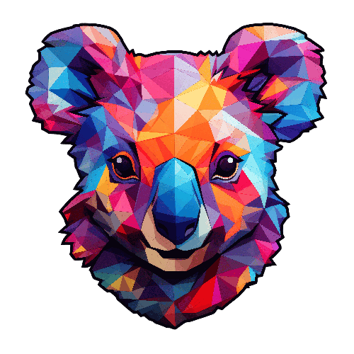 Modern Low Poly Koala T-Shirt Design in Pop Art Style POD Design