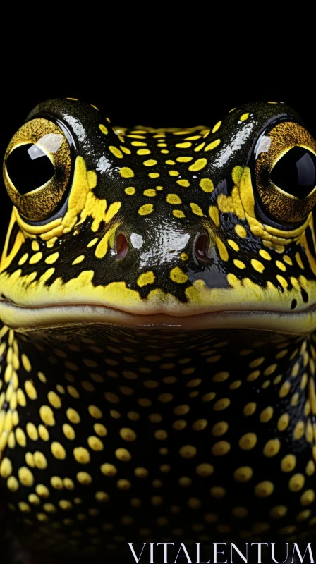 Stunning Close-Up of Yellow and Black Spotted Frog AI Image