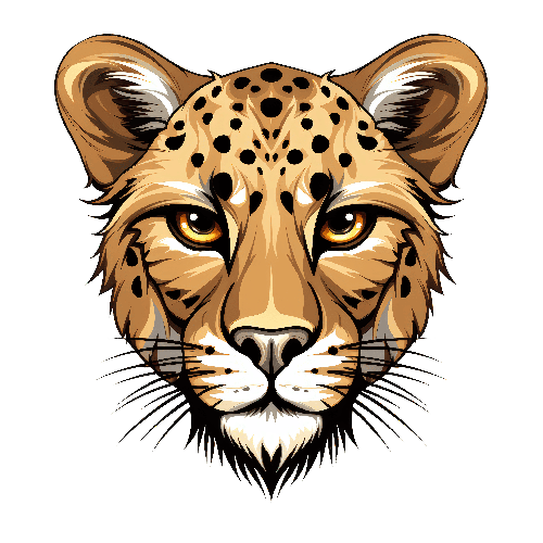 POD Design Vector Illustration of Cheetah's Head