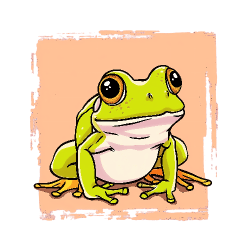 Whimsical Green Frog Cartoon Illustration for T-Shirt POD Design