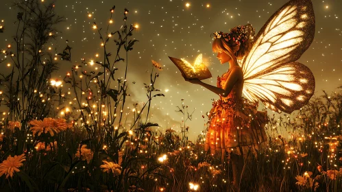 Fairy Reading Book in Magic Garden