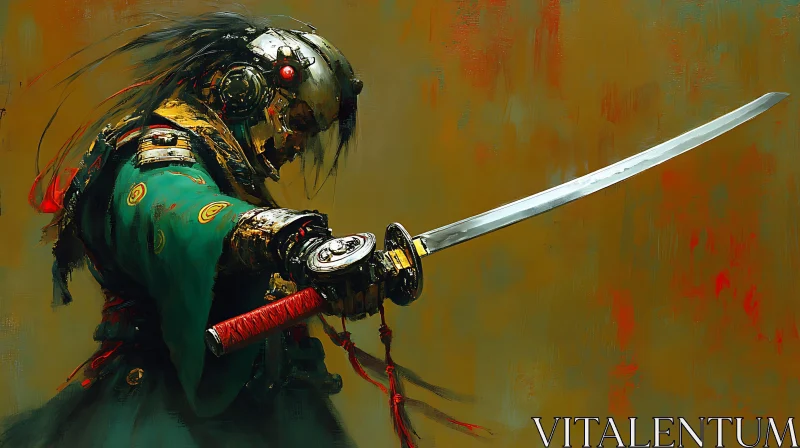 AI ART Android Samurai Warrior with Sword