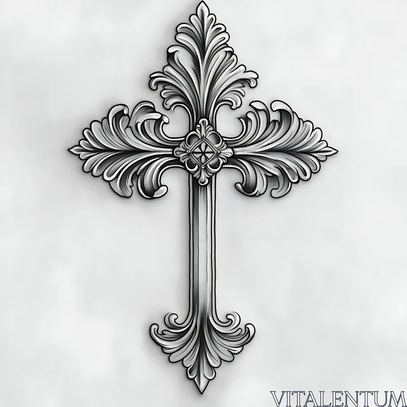 Intricate Metal Cross Design AI Image