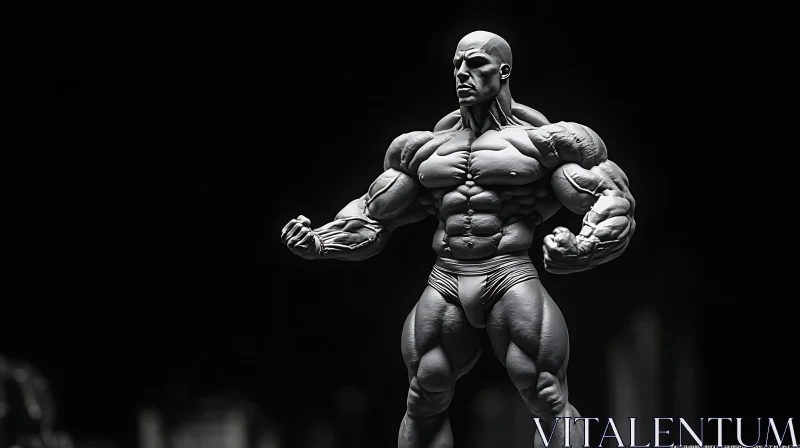 AI ART Monochrome Muscle: A Study in Physique